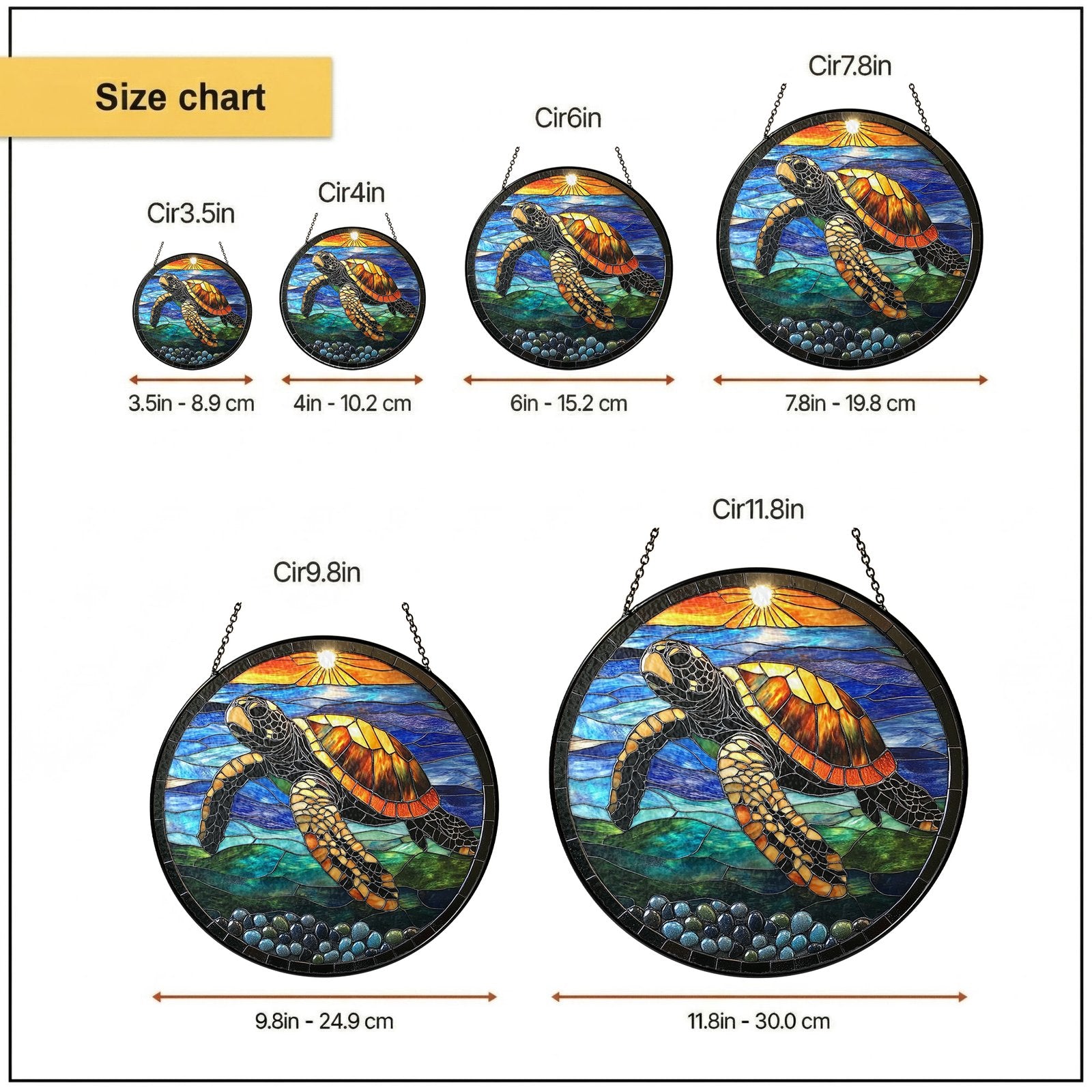 Sea turtle sunset suncatcher - view 3