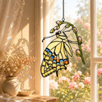 Swallowtail Butterfly & Rosebuds Holographic Acrylic Suncatcher