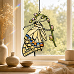 Swallowtail Butterfly & Rosebuds Holographic Acrylic Suncatcher
