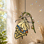 Swallowtail Butterfly & Rosebuds Holographic Acrylic Suncatcher