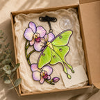 Luna Moth & Purple Orchid Holographic Acrylic Suncatcher