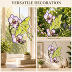 Luna Moth & Purple Orchid Holographic Acrylic Suncatcher