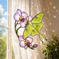 Luna Moth & Purple Orchid Holographic Acrylic Suncatcher