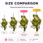 Green Tree Frog & Lotus Pod Holographic Acrylic Suncatcher