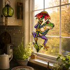 Red-Eyed Tree Frog & Coneflower Holographic Acrylic Suncatcher