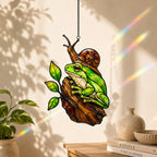 Green Frog & Snail Holographic Acrylic Suncatcher