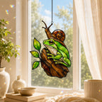 Green Frog & Snail Holographic Acrylic Suncatcher