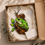 Green Frog & Snail Holographic Acrylic Suncatcher