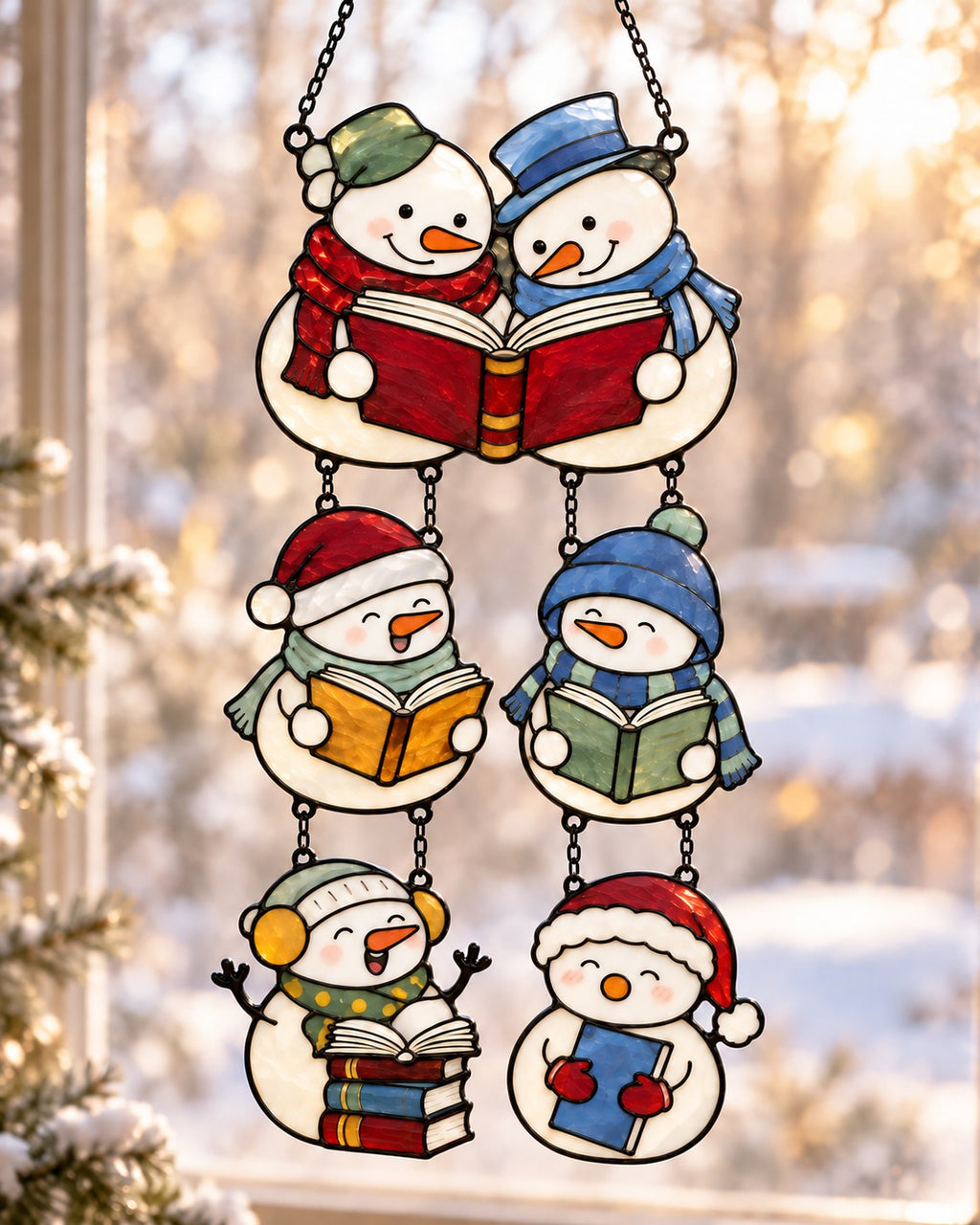 Snowman Book Club Holographic Acrylic Suncatcher