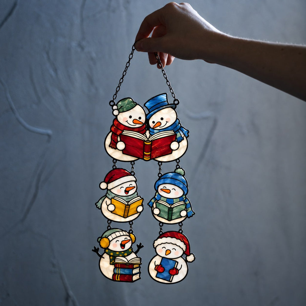 Snowman Book Club Holographic Acrylic Suncatcher