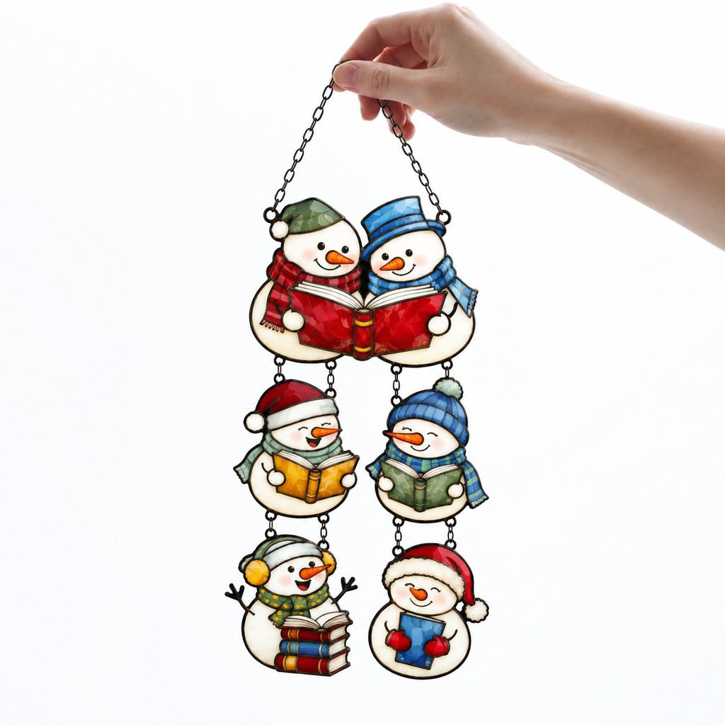 Snowman Book Club Holographic Acrylic Suncatcher