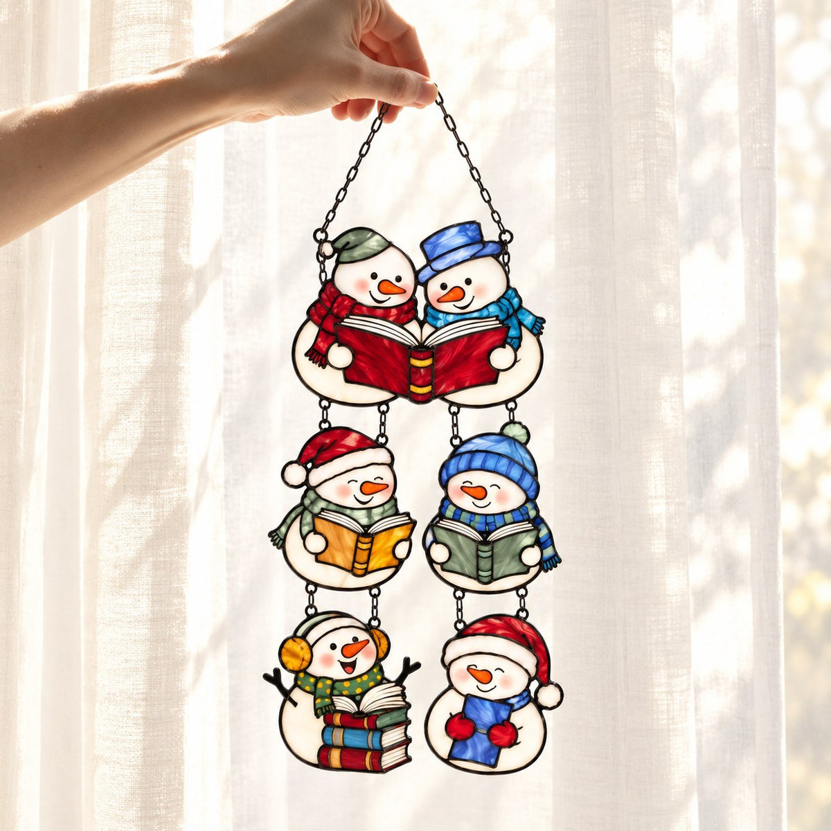 Snowman Book Club Holographic Acrylic Suncatcher