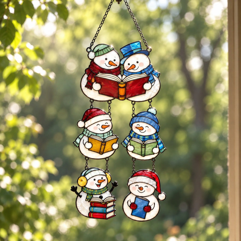 Snowman Book Club Holographic Acrylic Suncatcher