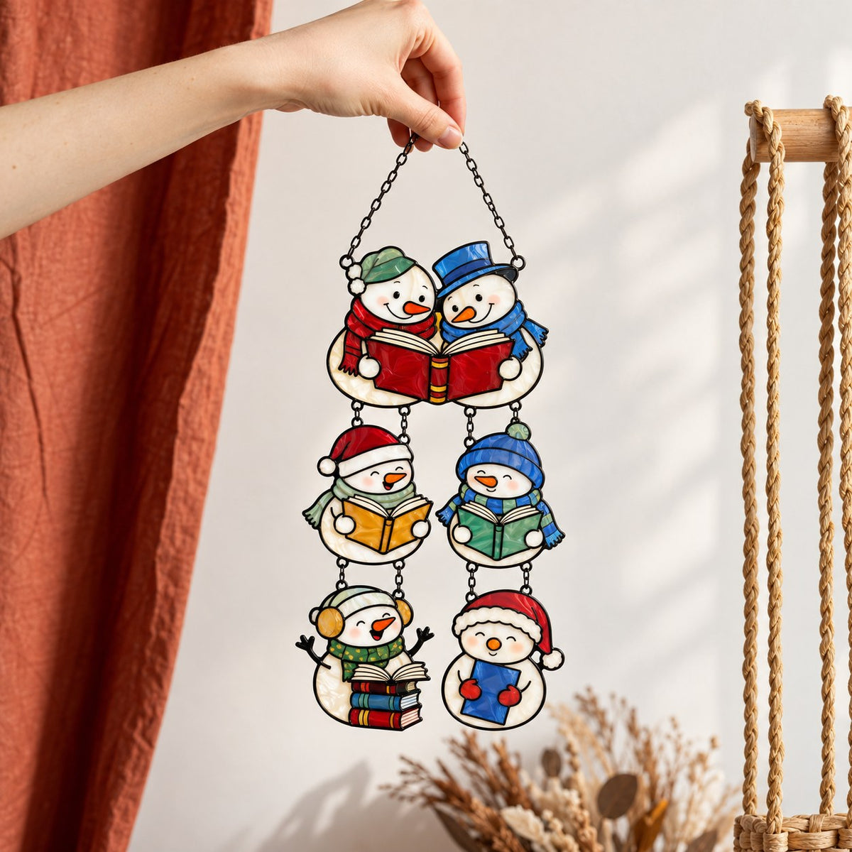 Snowman Book Club Holographic Acrylic Suncatcher