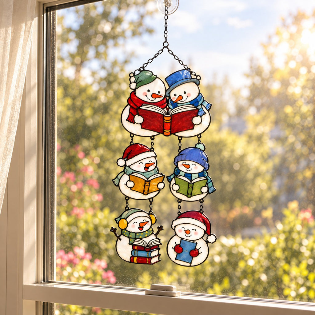 Snowman Book Club Holographic Acrylic Suncatcher