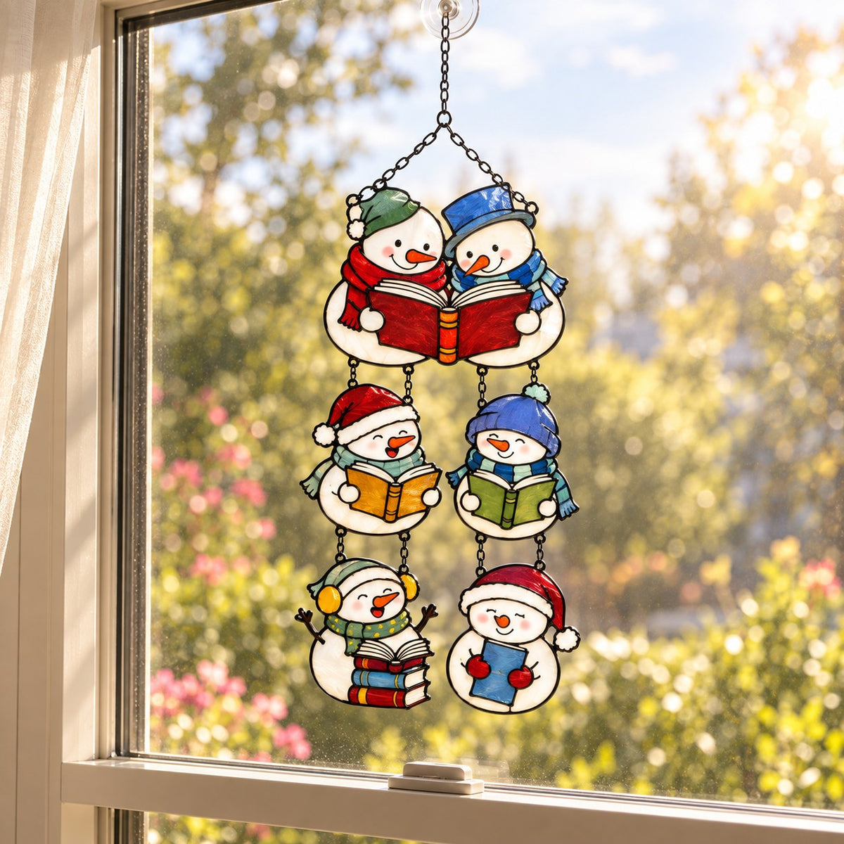 Snowman Book Club Holographic Acrylic Suncatcher