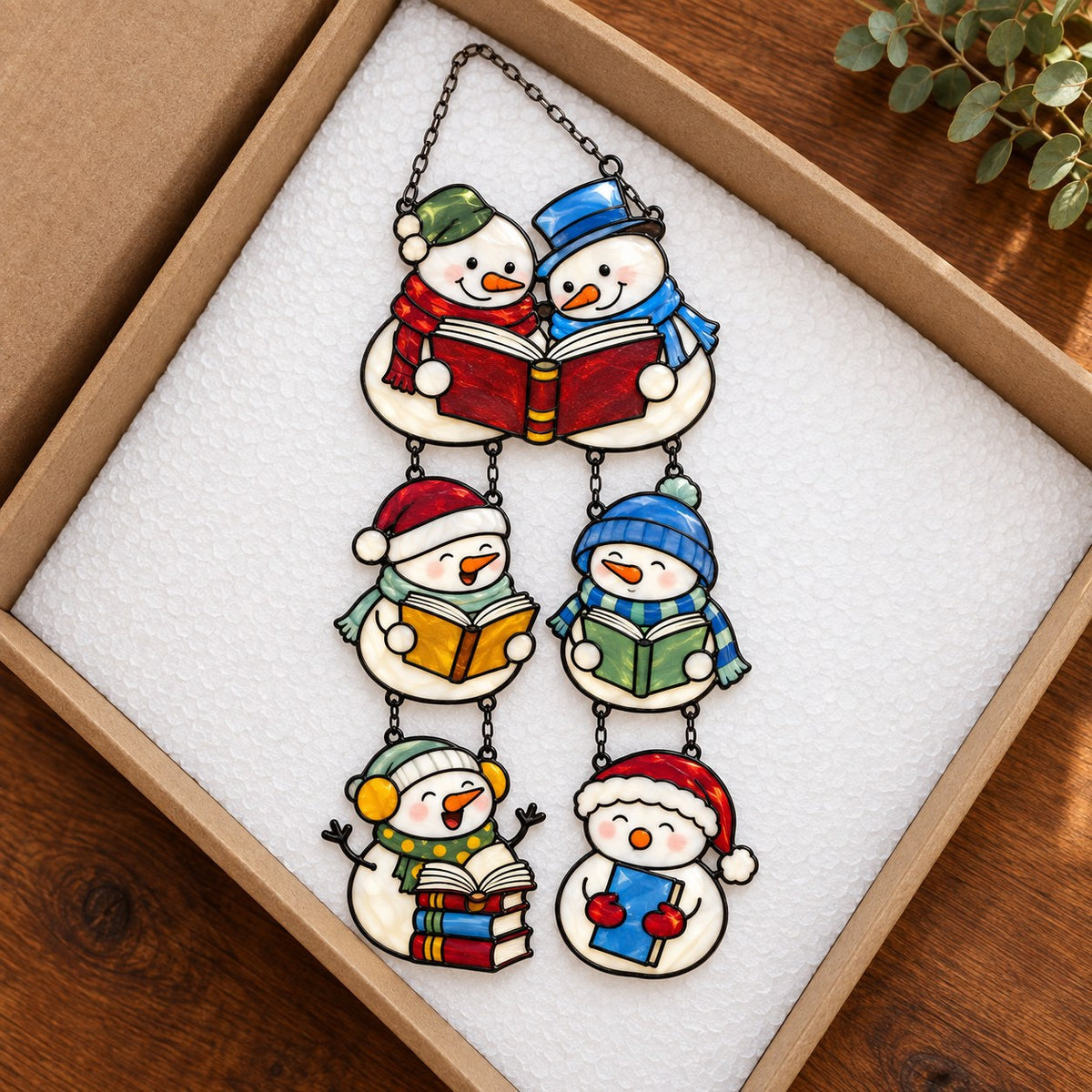 Snowman Book Club Holographic Acrylic Suncatcher