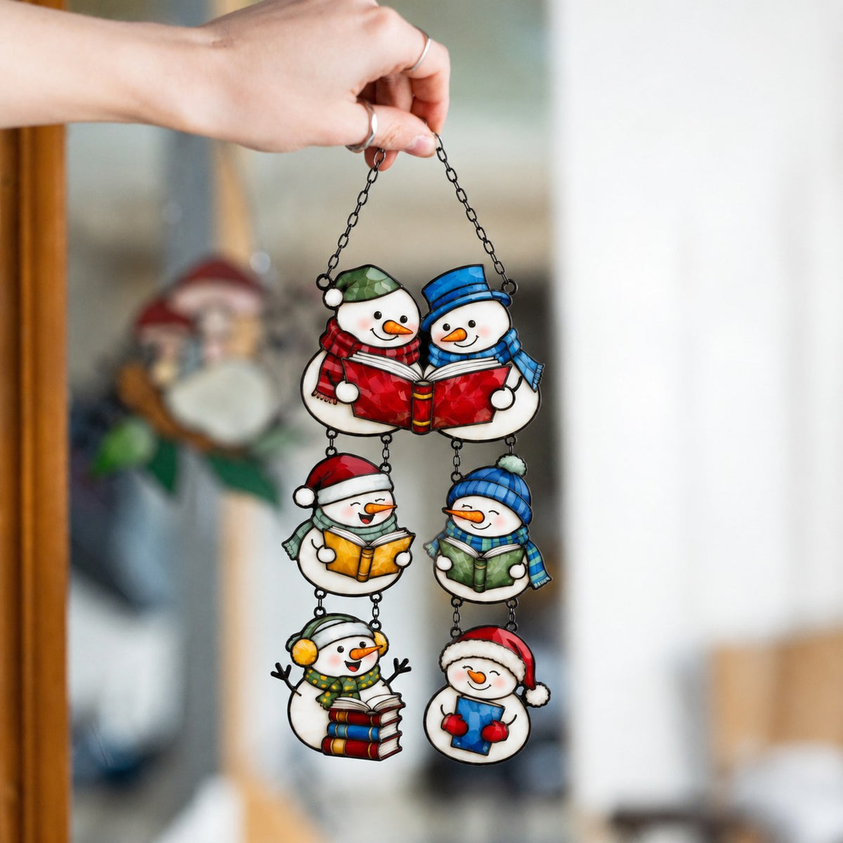 Snowman Book Club Holographic Acrylic Suncatcher