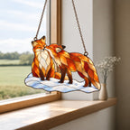 Snuggling Fox Couple in the Snow Holographic Acrylic Suncatcher