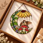 Sparrow Couple Sunflower Umbrella Crescent Moon Holographic Acrylic Suncatcher