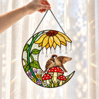 Sparrow Couple Sunflower Umbrella Crescent Moon Holographic Acrylic Suncatcher