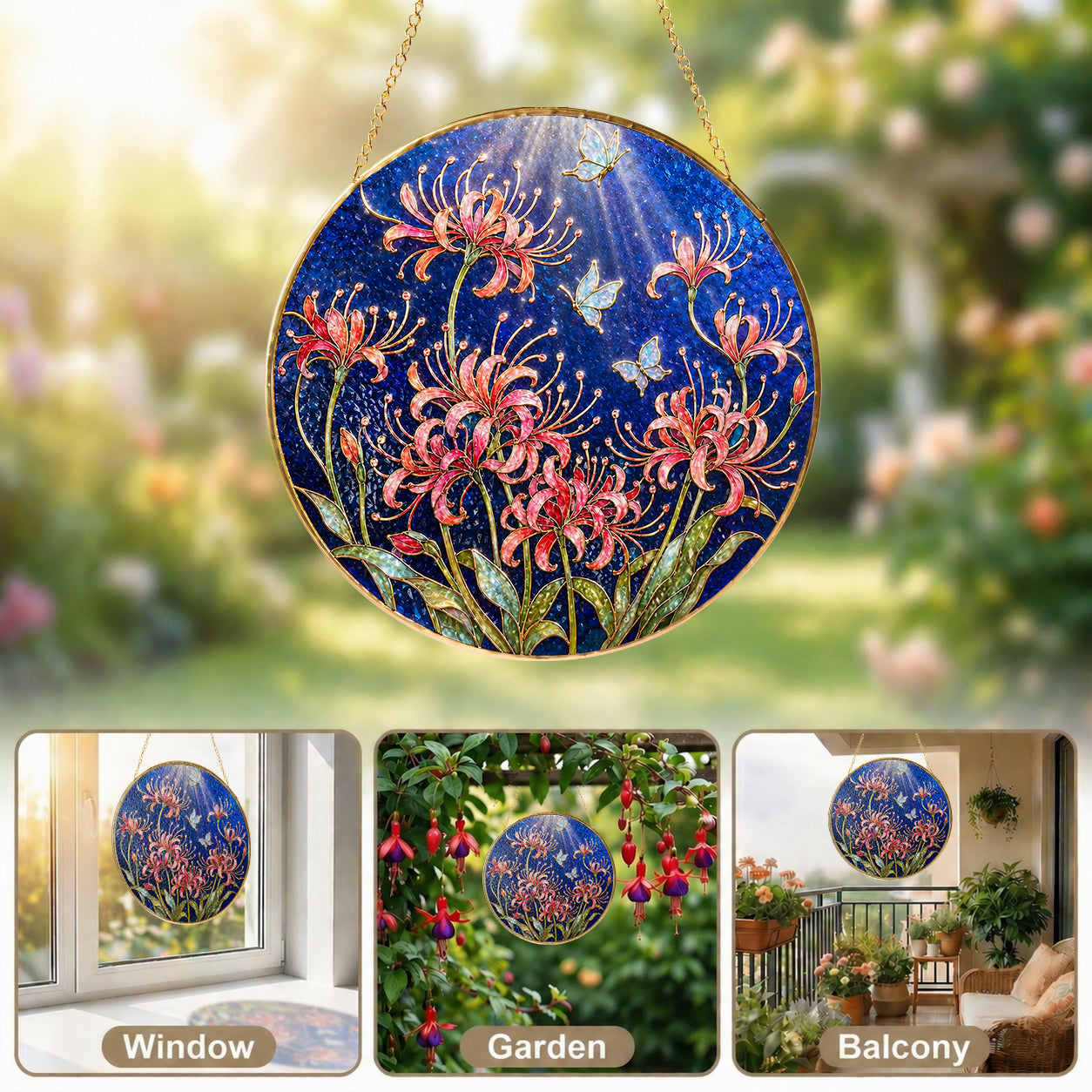 Spider lily butterfly suncatcher lifestyle detail