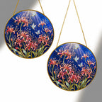 Spider lily butterfly suncatcher shown in two sizes