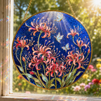 Spider lily butterfly suncatcher design detail