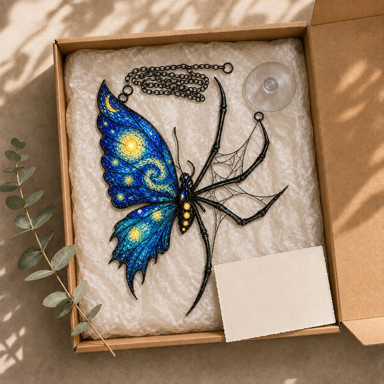 Starry Night Butterfly Spider Holographic Acrylic Suncatcher