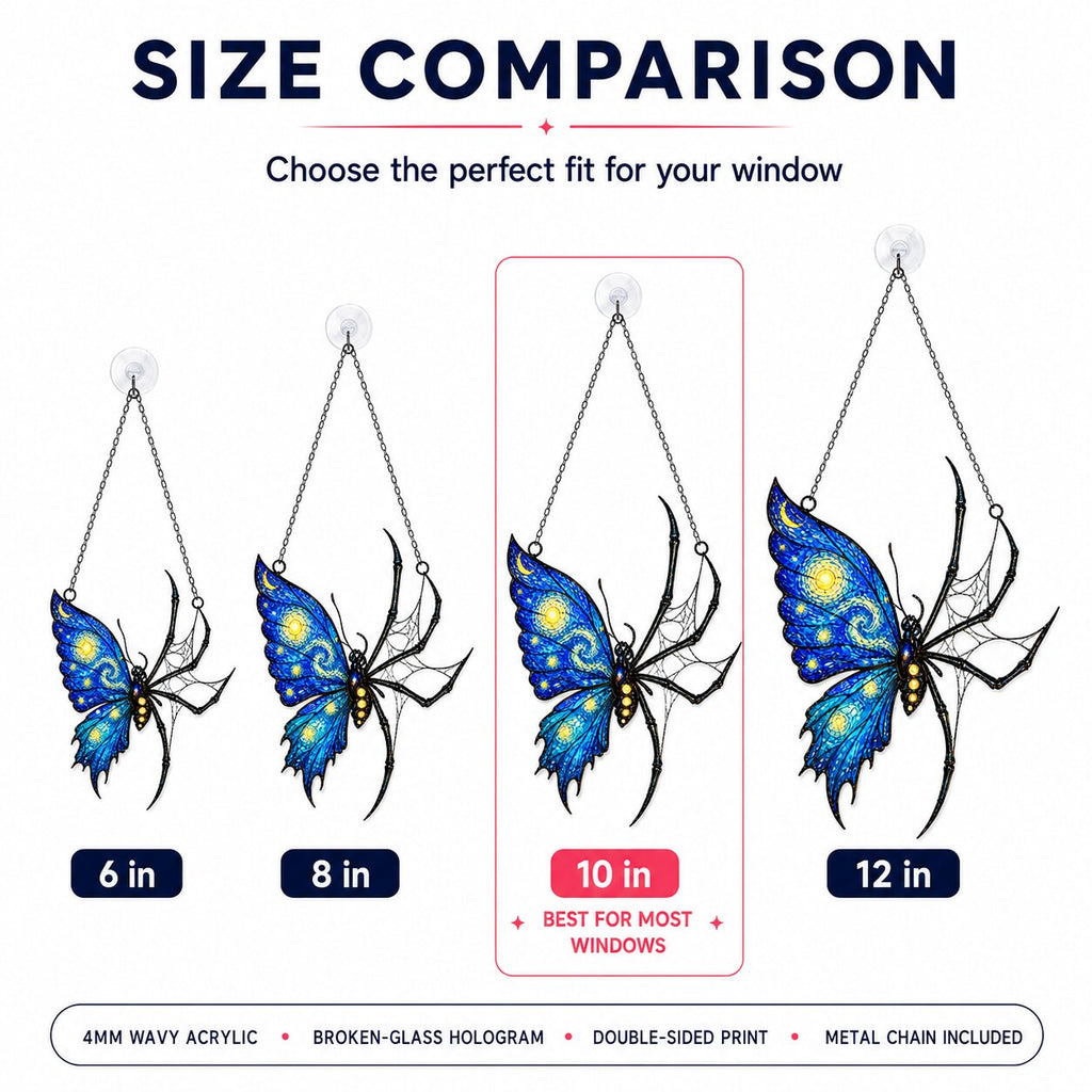 Starry Night Butterfly Spider Holographic Acrylic Suncatcher