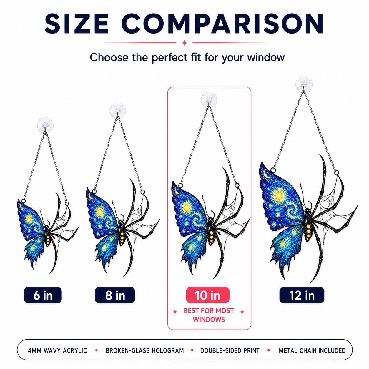 Starry Night Butterfly Spider Holographic Acrylic Suncatcher