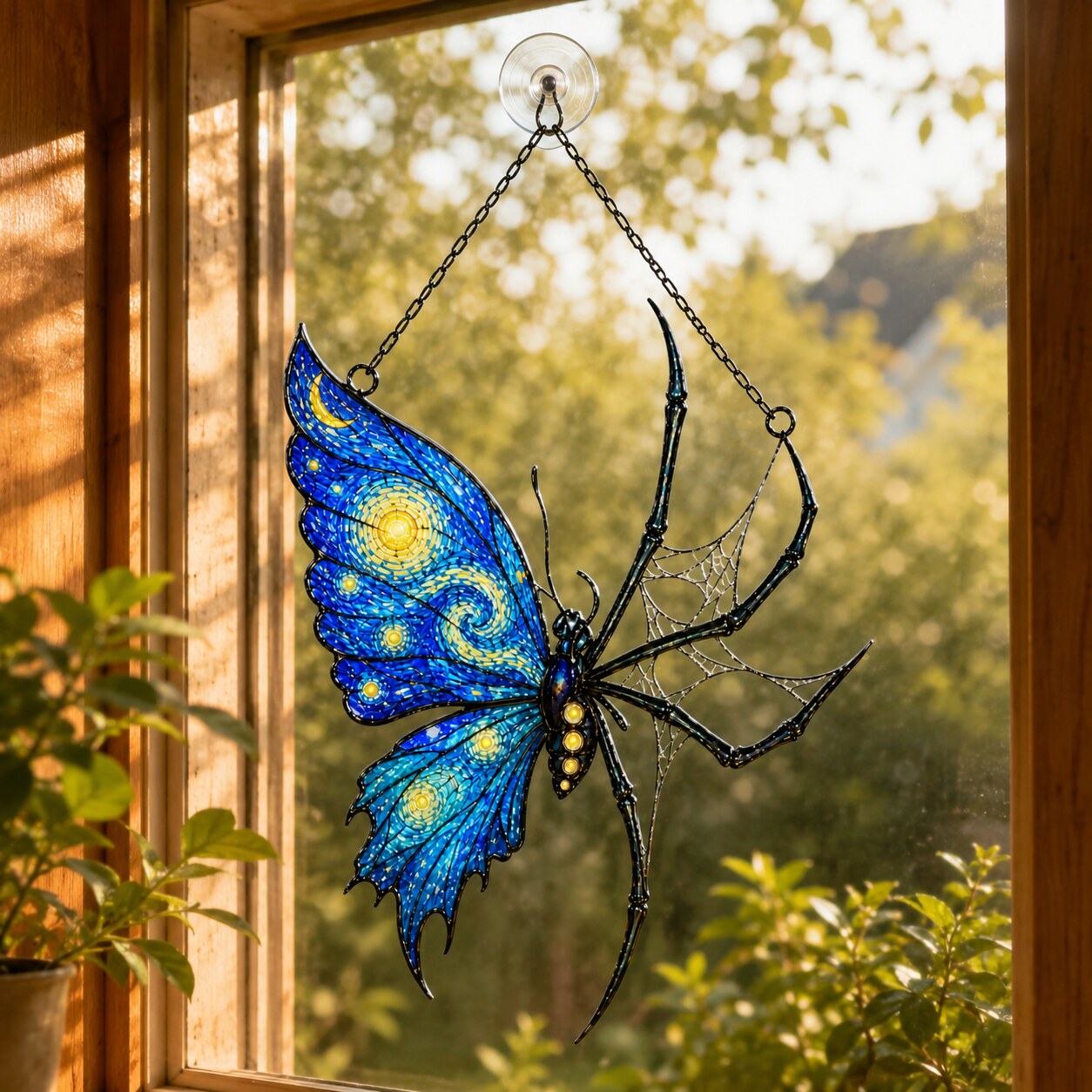 Starry Night Butterfly Spider Holographic Acrylic Suncatcher