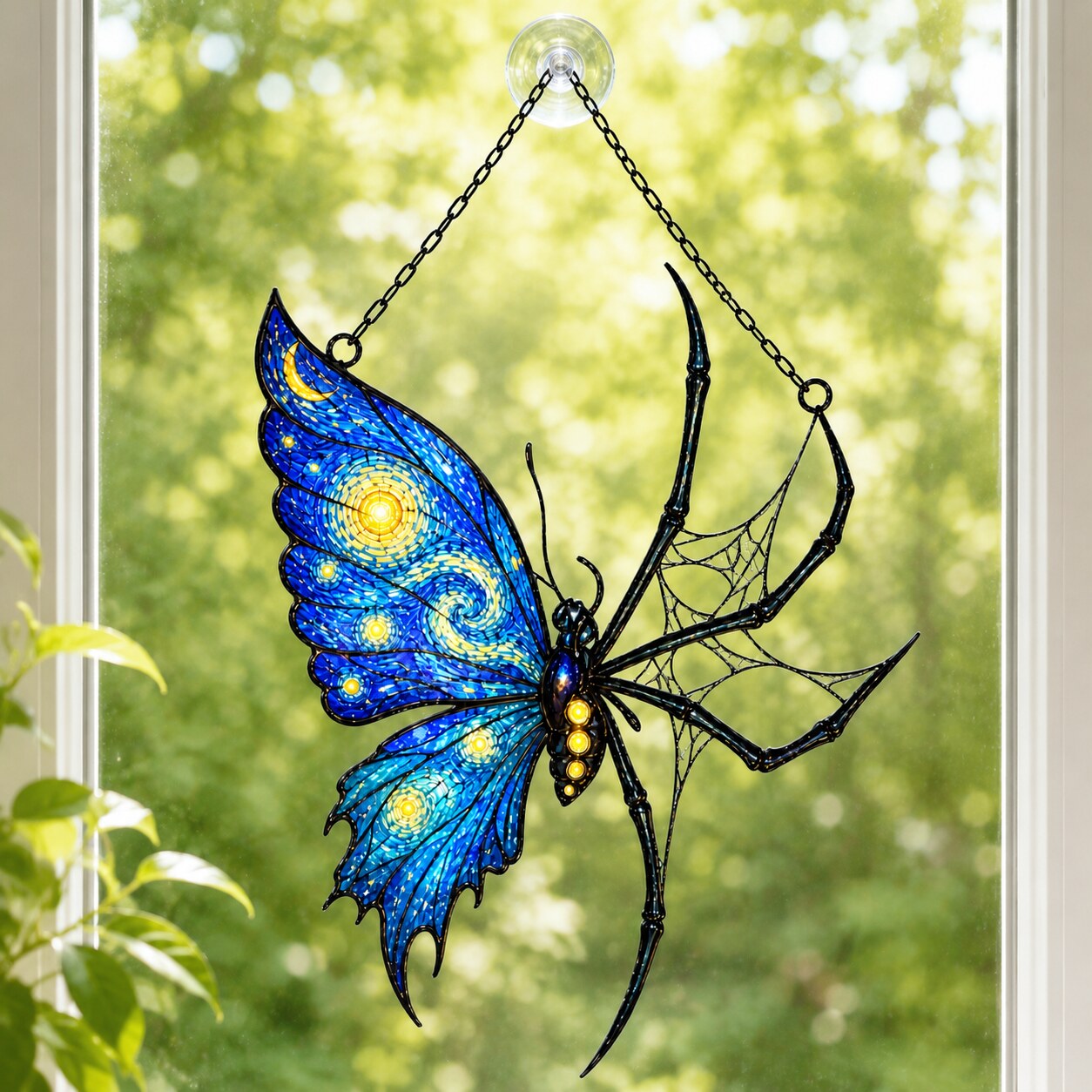 Starry Night Butterfly Spider Holographic Acrylic Suncatcher