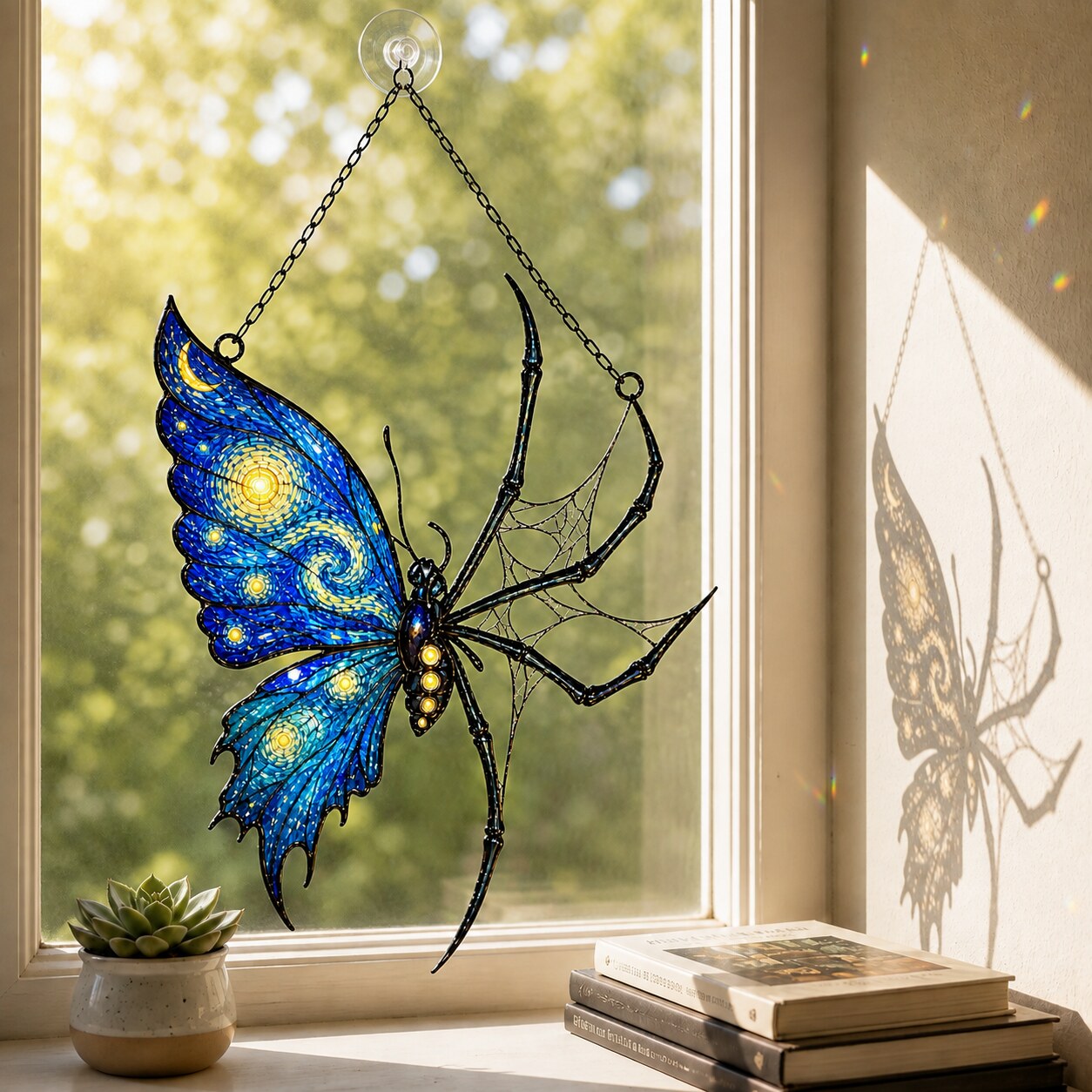 Starry Night Butterfly Spider Holographic Acrylic Suncatcher