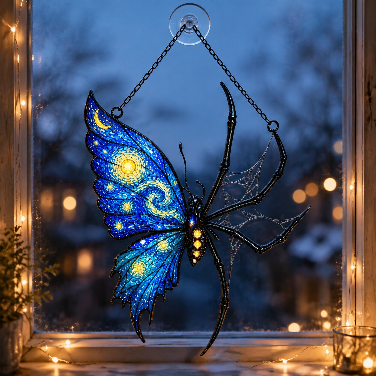 Starry Night Butterfly Spider Holographic Acrylic Suncatcher