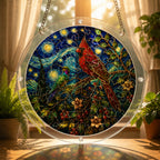 Cardinal Branch Acrylic Puzzle Suncatcher