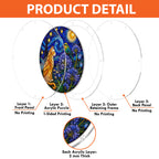 Starry night cat acrylic puzzle suncatcher, colorful DIY window decor