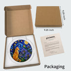 Starry night cat acrylic puzzle suncatcher, colorful DIY window decor