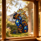 Starry Night Cat with Autumn Tree Holographic Acrylic Suncatcher