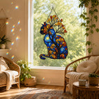 Starry Night Cat with Autumn Tree Holographic Acrylic Suncatcher