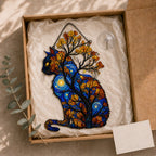 Starry Night Cat with Autumn Tree Holographic Acrylic Suncatcher