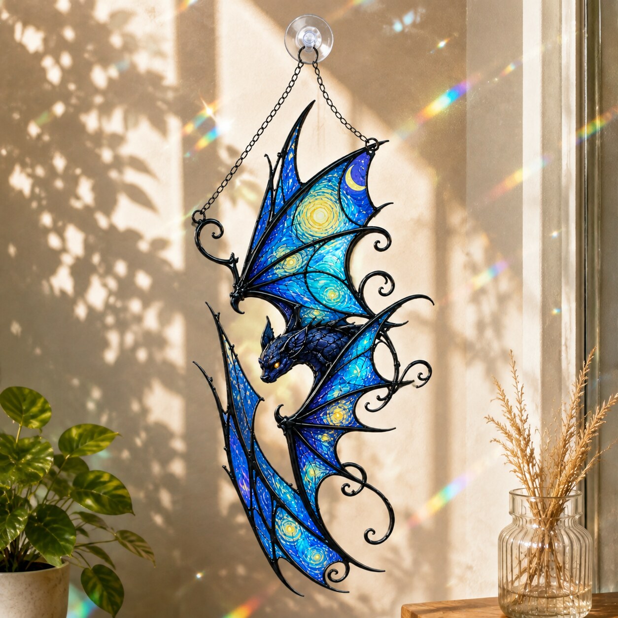 Starry Night Dragon Holographic Acrylic Suncatcher