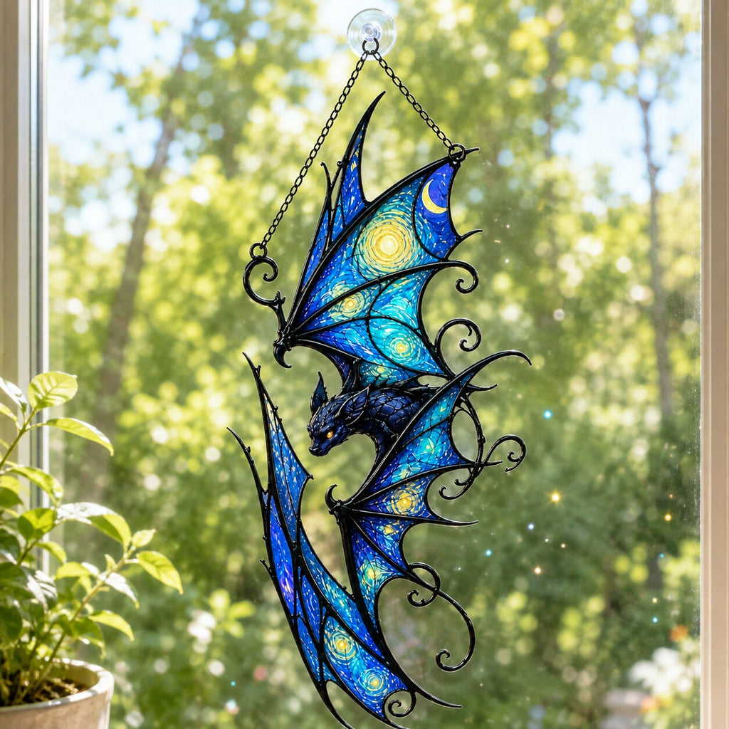 Starry Night Dragon Holographic Acrylic Suncatcher