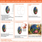 Starry night lotus acrylic puzzle suncatcher, calming DIY stained-glass-style window decor