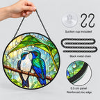 Wait Out the Rain Hummingbird Couple Stained Glass Suncatcher