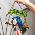 Wait Out the Rain Hummingbird Couple Suncatcher