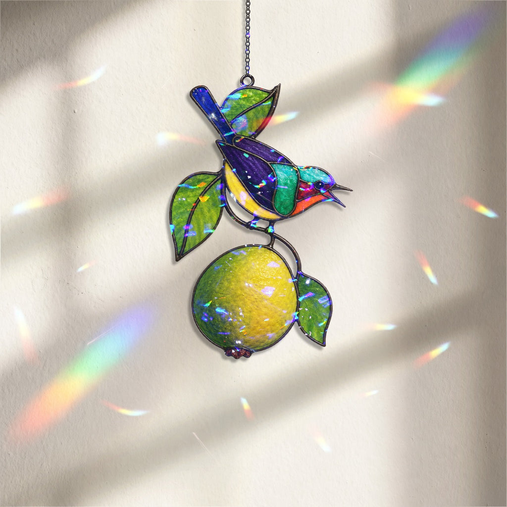 Sunbird & Lemon Branch Holographic Acrylic Suncatcher