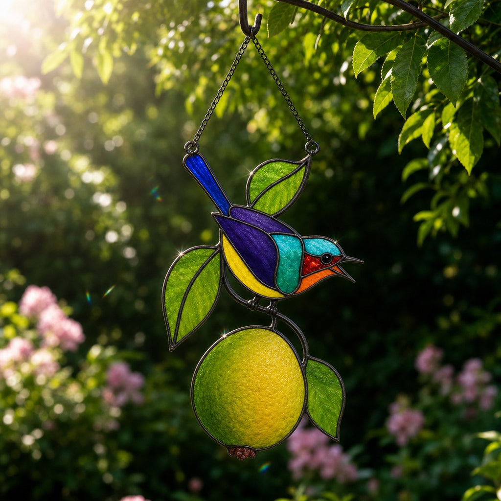 Sunbird & Lemon Branch Holographic Acrylic Suncatcher