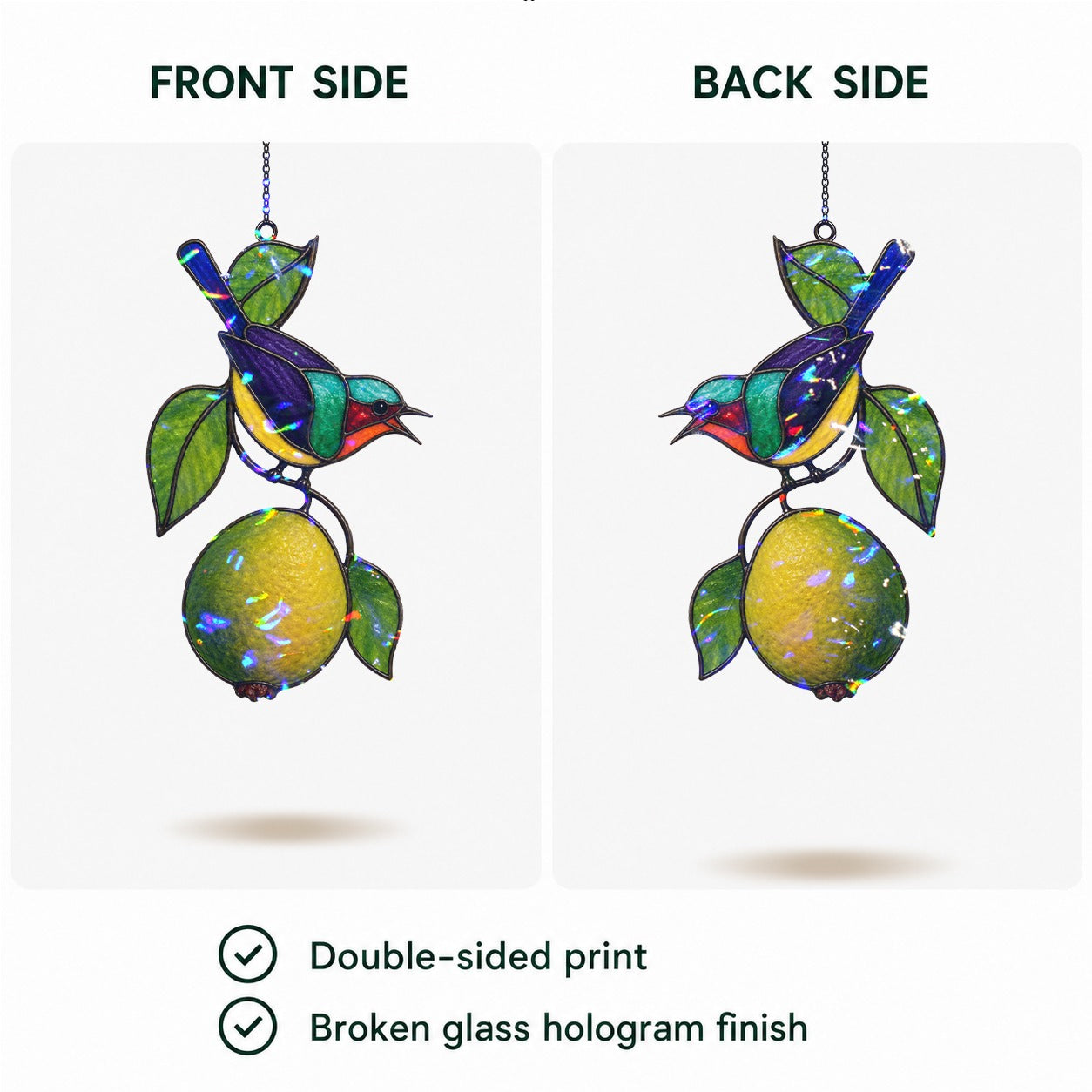 Sunbird & Lemon Branch Holographic Acrylic Suncatcher
