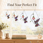 Hummingbird & Pink Bell Flower Vine Holographic Acrylic Suncatcher